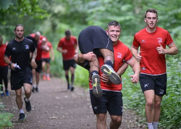 Doncaster Knights pictured training in Sandall Beat Wood. Picture: Marie Caley