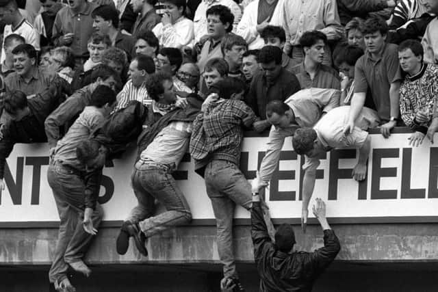 Fans trying to avoid the crush at Hillsborough in 1989