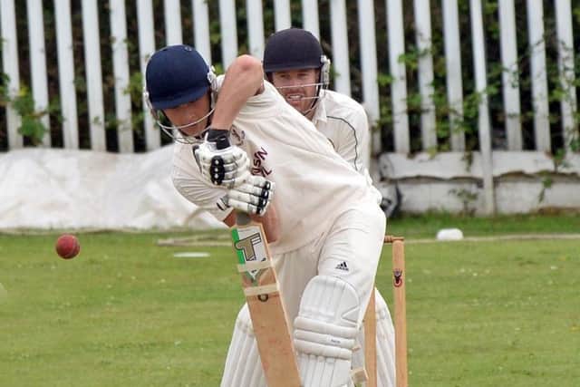 Bradley Heaps, bats for Doncaster Town. Conisbrough Wicket keeper Jack Whittaker, also pictured. Picture: Marie Caley NDFP Conisbrough v Donc Town MC 9