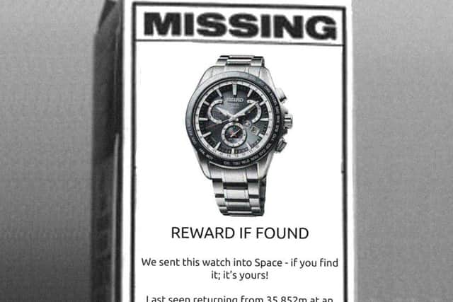 An advert avdertising the missing watch.