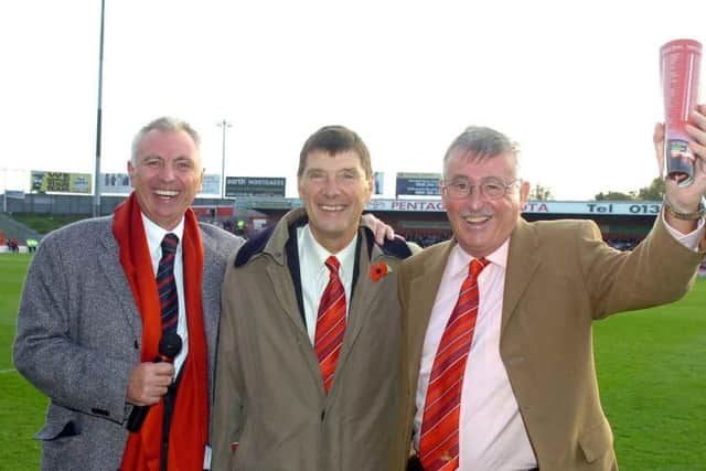 Dick Watson (right), with former Rovers partners John Ryan and Terry Bramall