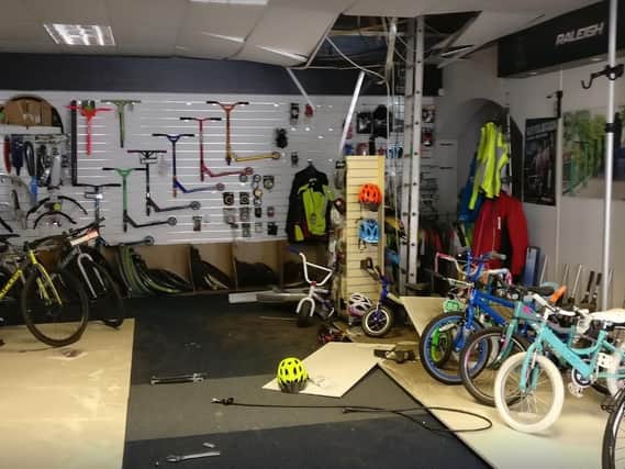 The scene which confronted cycle shop owner Mike Nowell