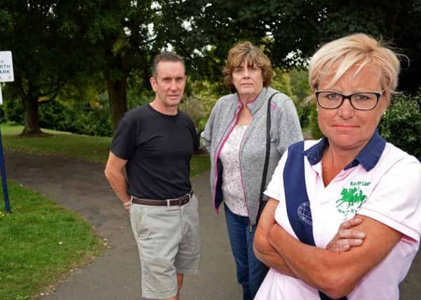 Warmsworth Environmental group is angry at the increase in antisocial behaviour happening at Warmsworth Park. Gary Barker, Chris Pattison, Deputy Chair of Parish Council and Chairman of Warmsworth Environmental group and Clarissa Jackson, pictured. Picture: Marie Caley NDFP Warmsworth Park MC 1