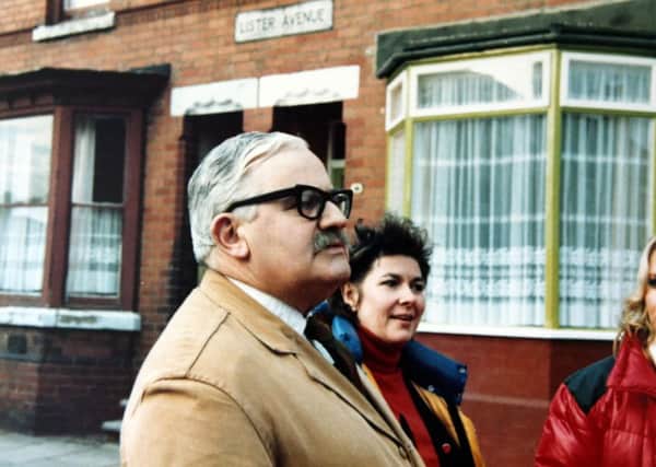 rossparry.co.uk/syndication
See copy RPYOPEN
Collect picture shows Helen Ibbostson with Ronnie Barker & David Jason, Helen used to own the shop on Lister Avenue where The classic tv show Open All Hours staring Ronnie Barker & David Jason was filmed, now 30 years on a christmas special will made staring David Jason as the one time hapless grocery assistant who is now in charge.