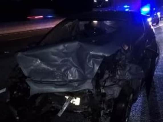 Two cars were involved in a crash on the M1 in South Yorkshire this morning