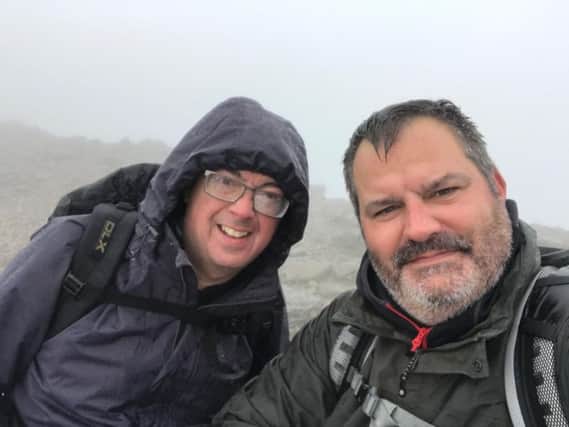 Phil Whyman, right, and friend Graeme Croft at the summit of Ben Nevis
