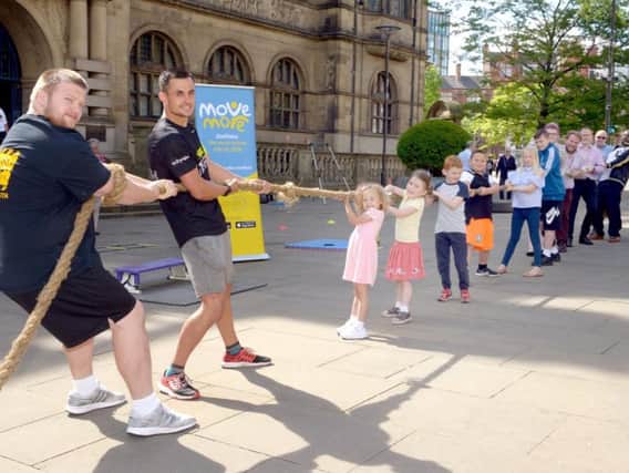 A tug-of-war was held to launch Move More Month in Sheffield in June