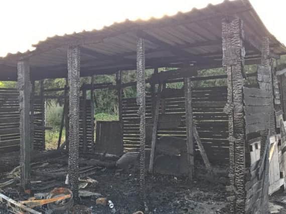 A stable block in Doncaster was destroyed in an arson attack