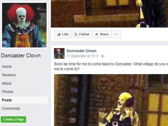 Doncaster Clown has announced its return to Doncaster via Facebook. (Photo: Facebook).