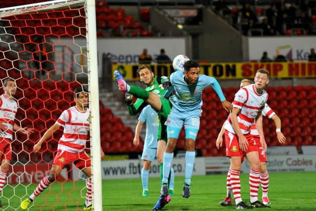 Sunderland's Brendan Galloway in action at the Keepmoat Stadium