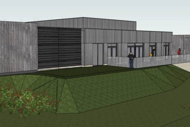 An artist's impression of the east side of the Humberhead & Peatlands NNR Resource & Education Centre , at Hatfield Moors.