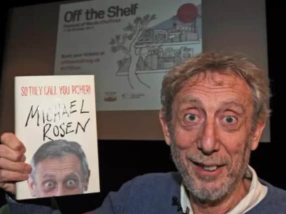 Michael Rosen with his new book.