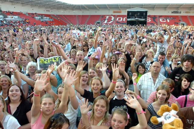 Fans enjoy a previous concert at the Keepmoat Stadium featuring McFly and Ronan Keating.
