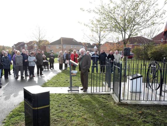 The dedication ceremony for the Markham Main Pit Memorial in Armthorpe on Saturday morning, Doncaster, United Kingdom, 4th November 2017. Photo by Glenn Ashley.