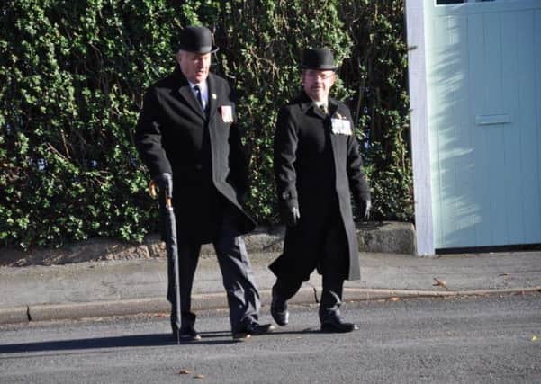Ron Oldfield and Jason Figgett of Crowle en route to the Remembrance Day church service in Epworth. Picture: Harold Woolgar