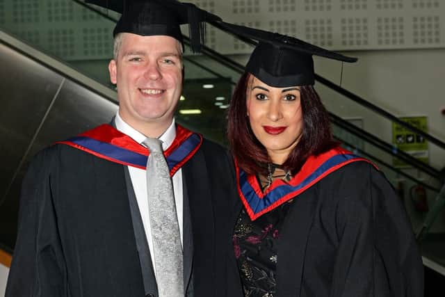 Nick Patterson, of Warmsworth and Nicolette Degaia, of Bentley, Diploma in Accounting (AAT) graduates, pictured at Doncaster College.  Picture: Marie Caley NDFP Graduation MC 10