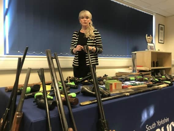 Det Supt Una Jennings with weapons handed in over the last two weeks