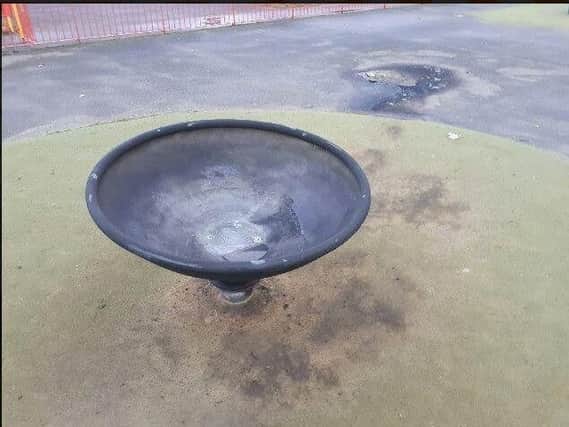 The children's roundabout ride was doused in petrol and set alight. (Photo: FOSP).
