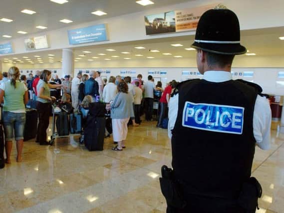 A police officer at Doncaster Sheffield Airport