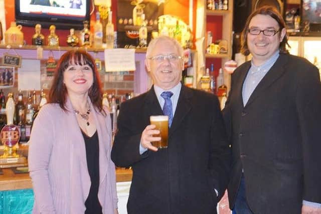 Owner Julie Buckley with former mayor of Doncaster Peter Davies and manager Marc Jones in 2013.