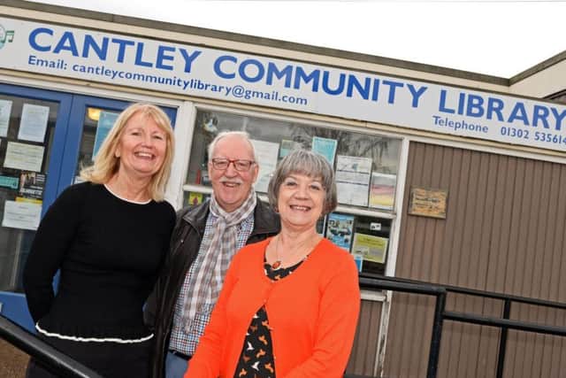 Committee Members Moira Ockenden, Paul Coddington, Chairman and Kate McKeown, pictured outside Cantley Community Library. Picture: Marie Caley NDFP Cantley Library MC 1