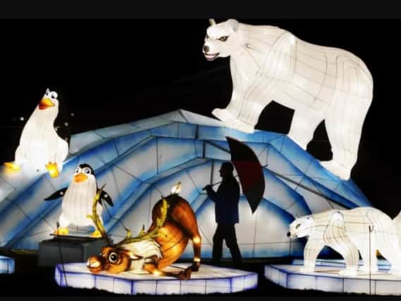 Polar Bears on Ice at The Magical Lantern Festival in Roundhay Park Leeds to January 1, 2018