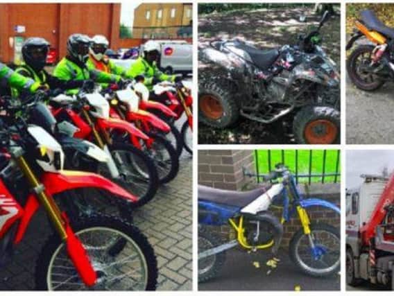 The dedicated police team and some of the seized bikes.
