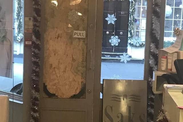 Damage to the Saks hairdressers shop on High Street Doncaster, on Christmas Day