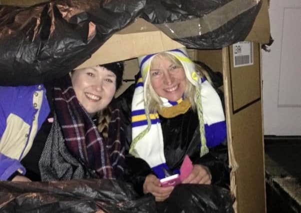 Hayley Turpin and Tracey Nowell in Hayley's shelter. Tracey brought a smaller shelter that she felt wasn't up to scratch, so Hayley suggested she share hers. They had only met about an hour before that!