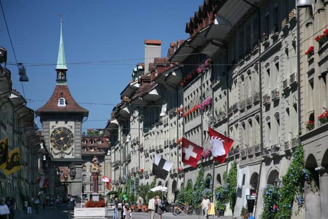 Bern streets, bustling by day