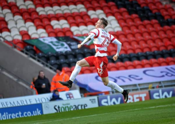 Doncaster Rovers v Plymouth Argyle. Doncaster's Alfie Beestin, celebrates after scoring against Plymouth. Picture: Marie Caley