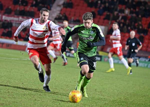 Matty Blair in action against Plymouth.