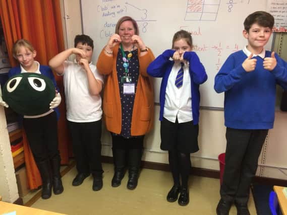 Pupils at Epworth Primary Academy taking part in the NSPCC Times Tables Challenge
