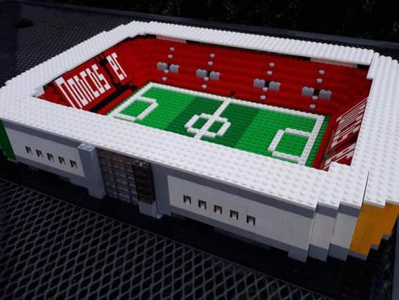 The Keepmoat Stadium in Lego. (Photo: Julian Richards).