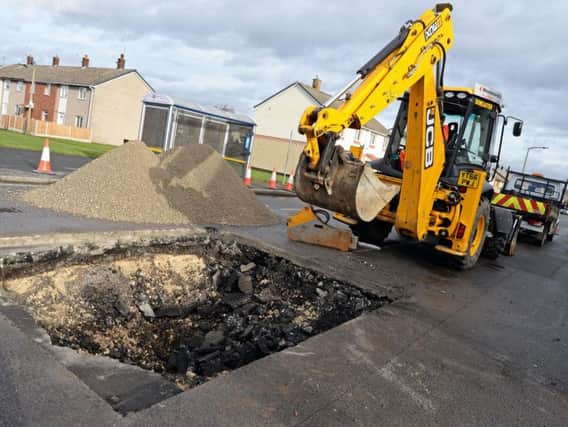 Radburn Road, in Rossington, has a temporary road closure after a sink hole appeared in the carriageway. Picture: Marie Caley.