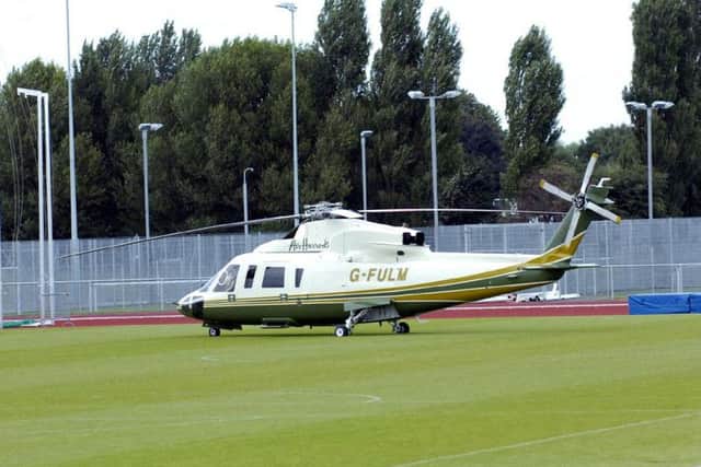The singer arrived for his show in a helicopter.