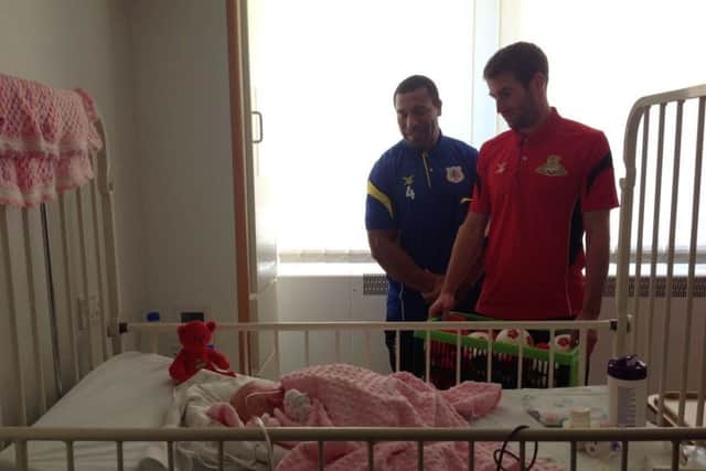 Matty Blair during Rovers' annual visit to Doncaster Royal Infirmary
