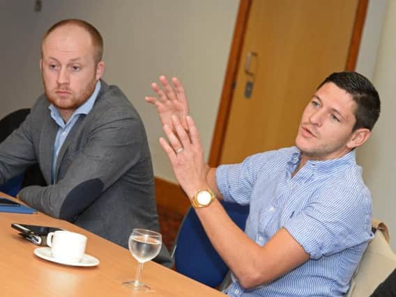 Tom Gilbert, Jamie McDonnell Foundation co-ordinator and Jamie McDonnell, pictured at the Doncaster Free Press Youth Services Round Table event held at The Dome. Picture: Marie Caley NDFP Round Table MC 2