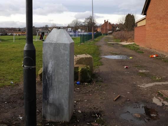 A lamp post has been cut down on Scholfield Street, Mexborough which has CCTV installed on it.