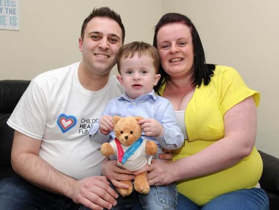 James, Henry and Megan Cook, are raising money for the Children's Heart Surgery Fund at Leeds General Infirmary, where Henry has heart surgery.