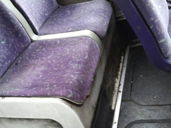 The floor of one of the buses.