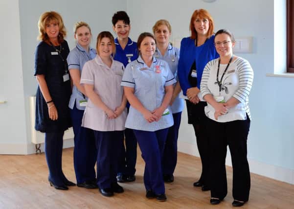 Staff from Lindsey Lodge Hospice are pictured with Chief Executive Karen Griffiths (left), Director of Nursing and Patient Services (second from right) and Medical Director Lucy Adcock (right).