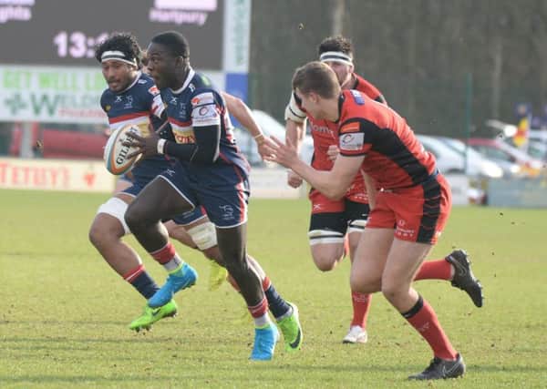 Tyson Lewis in action against Hartpury. Photo: Marie Caley