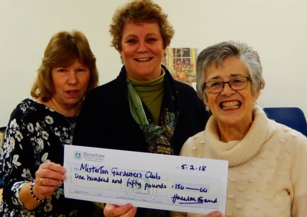 Cllr Hazel Brand is pictured with Misterton Gardeners Club organisers Sandra Lonsdale (left) and Dorothy Richardson.