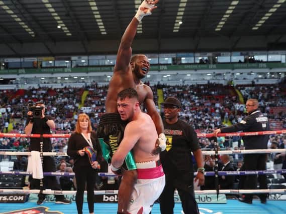 Allen hoists up Thomas after his loss at Sheffield United's ground last May