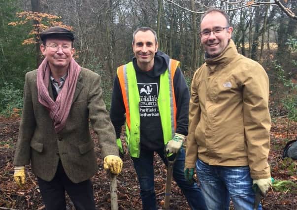 Dr David Herling, Roy Mosley and Paul Selby in Greno Woods. Picture: Fran Halsall