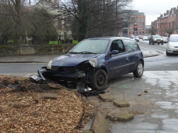 The blue Renault Clio has been left on a pavement on Thorne Road since Sunday.