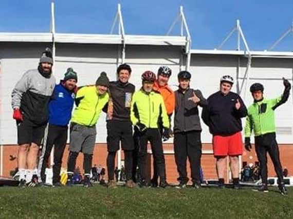 The team of bikers who cycled to Rotherham.