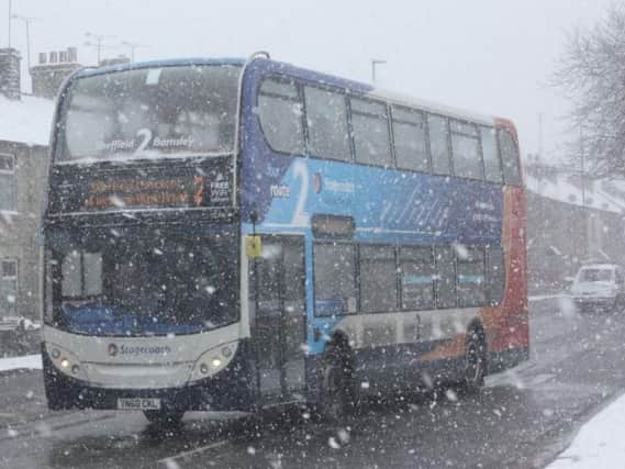A bus in the snow.