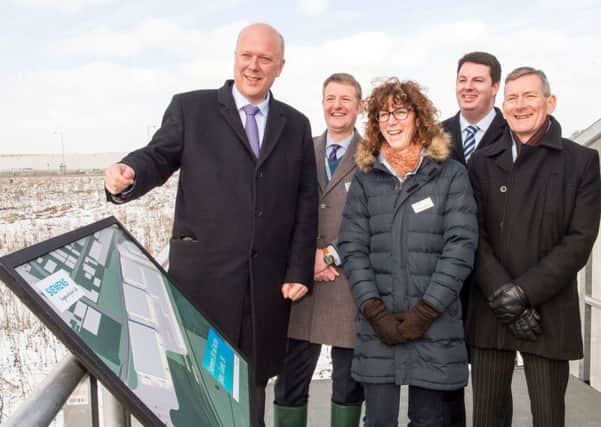 2 March 2018: Visit by Secretary of State Chris Grayling (left) to the  Siemens Rail Factory site in Goole, East Yorkshire. He is pictured with (l-r) Gordon Wakeford (Managing Director Mobility Division Siemens UK), Ruth Humphrey (Project Director Siemens UK), Andrew Percy (MP for Brigg and Goole) and Vernon Barker (Managing Director, Rolling Stock Business Unit, Mobility Division, Siemens UK).
Picture: Sean Spencer/Hull News & Pictures Ltd
01482 210267/07976 433960
www.hullnews.co.uk         sean@hullnews.co.uk